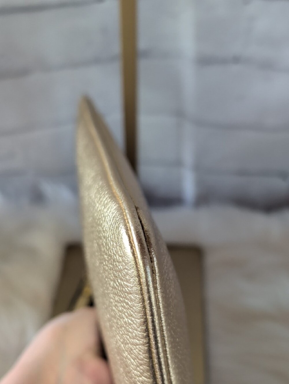 Michael Kors Gold Metallic Zip Wristlet Clutch - Picture 6 of 7